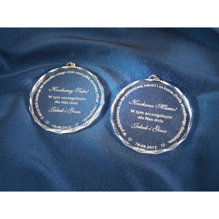 Two Elite Glass Medals for Parents with Engraving + Case