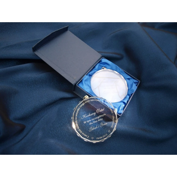 Two Elite Glass Medals for Parents with Engraving + Case