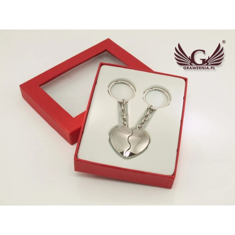 TWO HALVES OF THE HEART - two metal keychains with any engraving - Valentine's Day