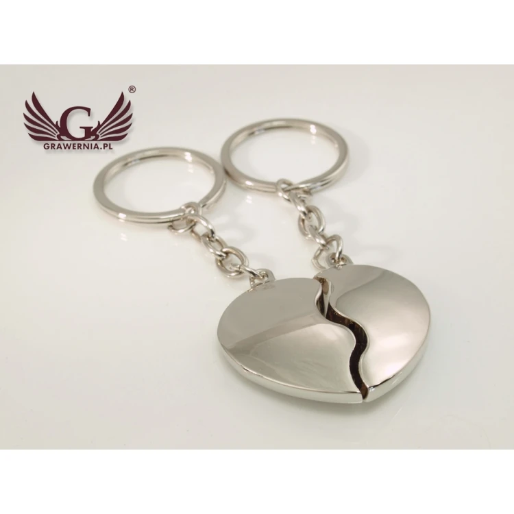 TWO HALVES OF THE HEART - two metal keychains with any engraving - Valentine's Day