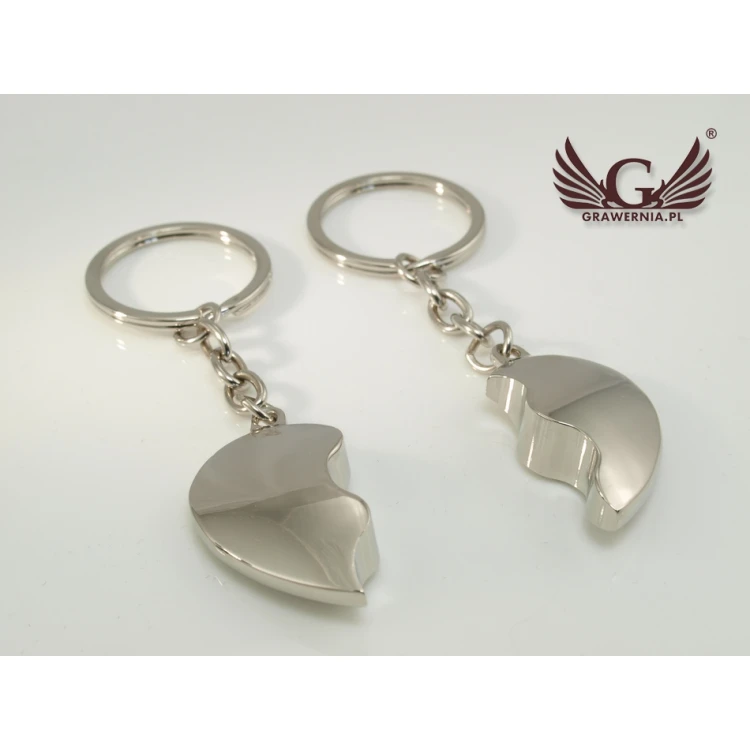 TWO HALVES OF THE HEART - two metal keychains with any engraving - Valentine's Day