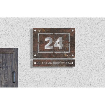 Two-part house number plaque - laminate textures - dim. 297x260mm - SPD026