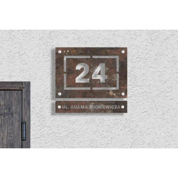 Two-part house number plaque - laminate textures - dim. 297x260mm - SPD026