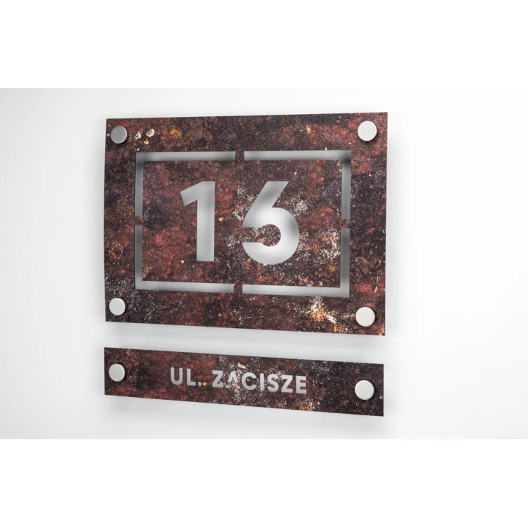 Two-part house number plaque - laminate textures - dim. 297x260mm - SPD026