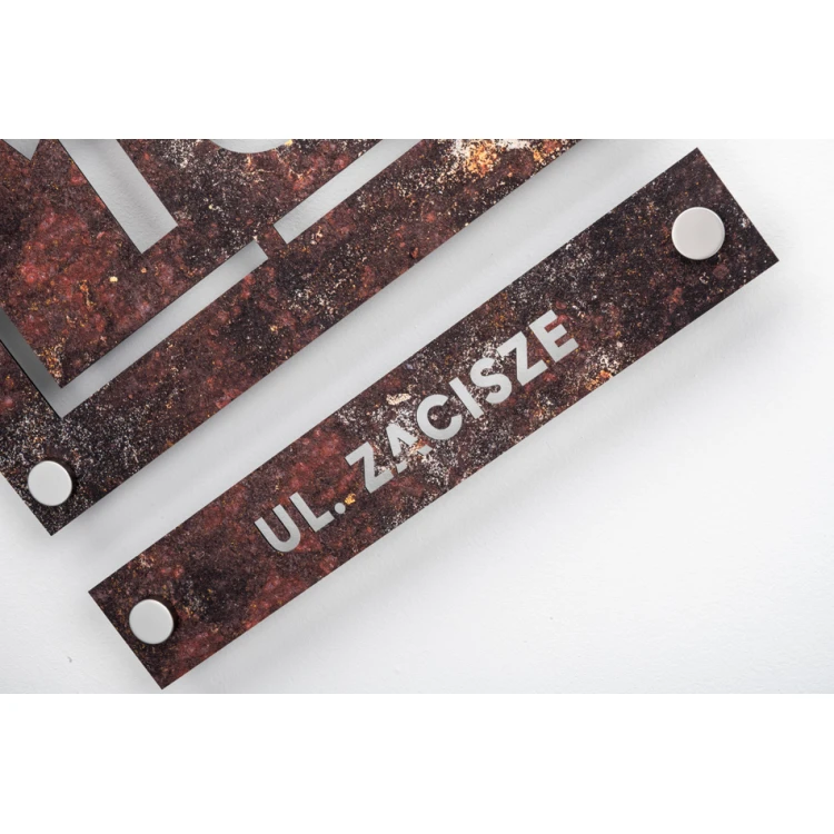 Two-part house number plaque - laminate textures - dim. 297x260mm - SPD026