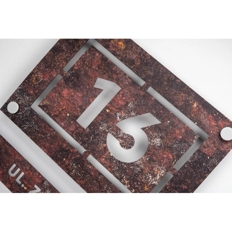Two-part house number plaque - laminate textures - dim. 297x260mm - SPD026