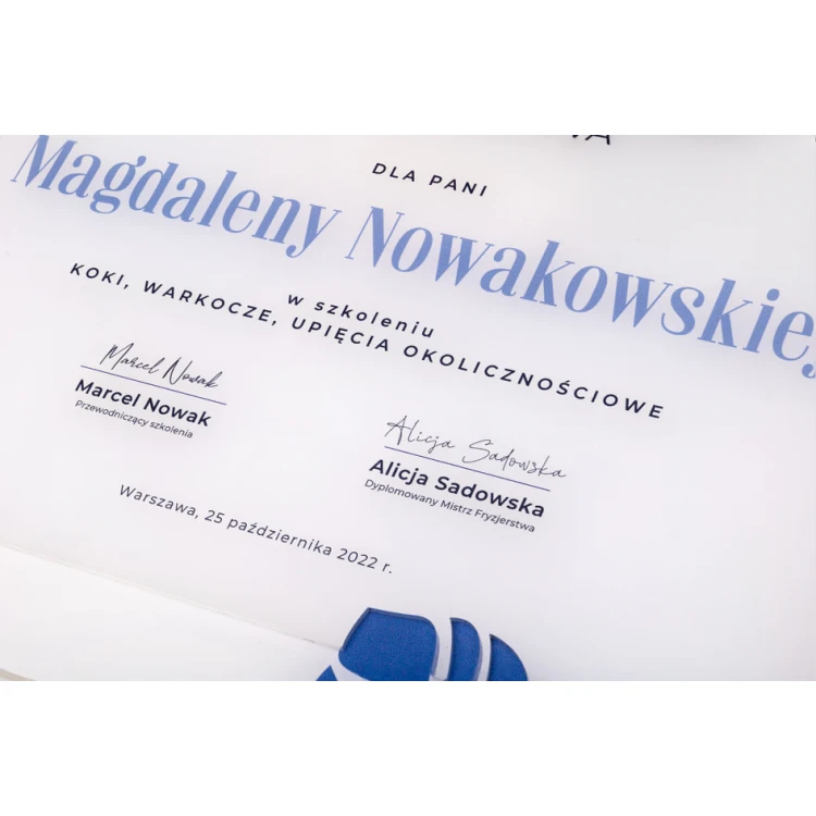 Acrylic Diploma - Participation Certificate - Colorful UV Print - DUV084