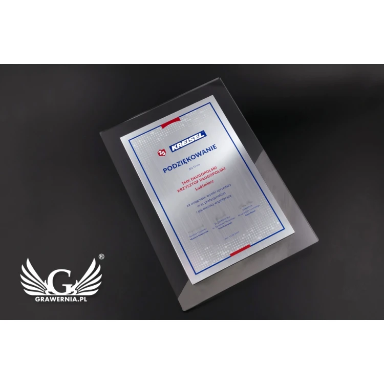 Acrylic Diploma - Appreciation for Cooperation - size: 297x210mm (A4) - DUV035