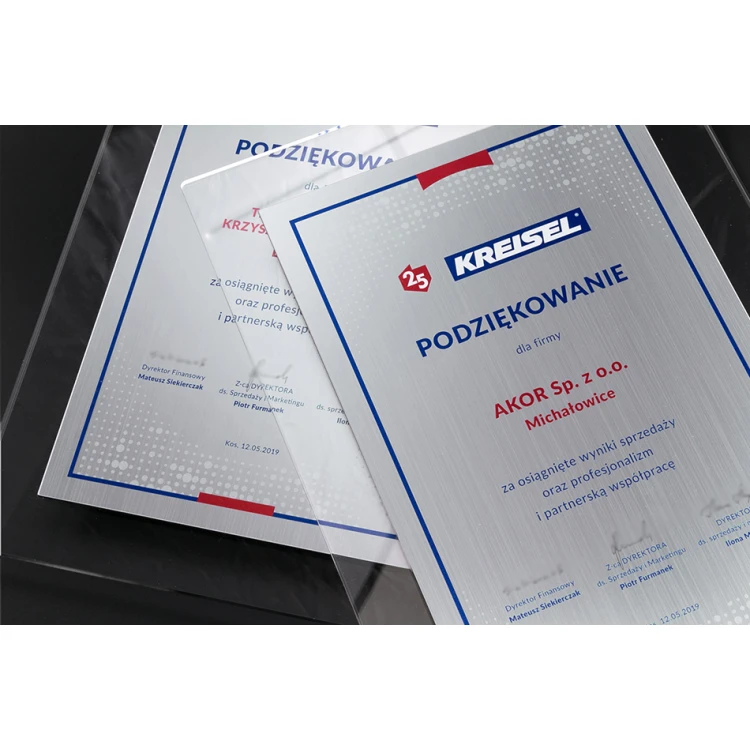 Acrylic Diploma - Appreciation for Cooperation - size: 297x210mm (A4) - DUV035