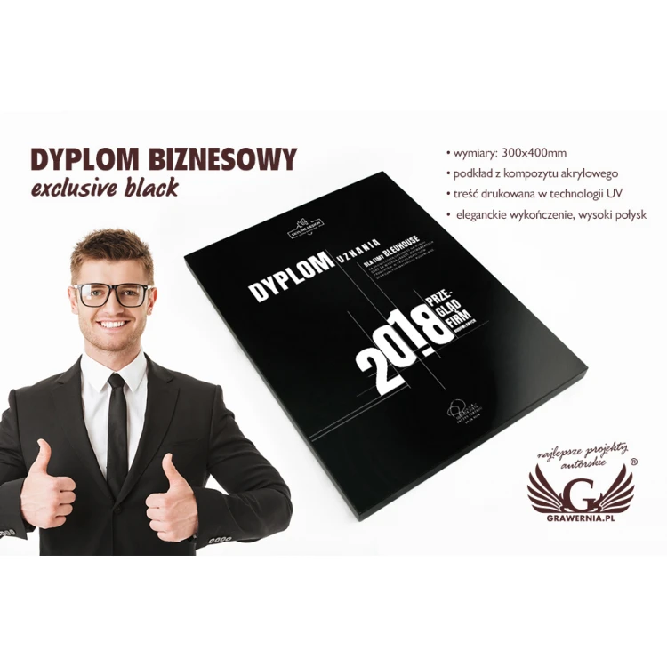 Exclusive Black Business Diploma - dimensions: 400x300mm - DUV028