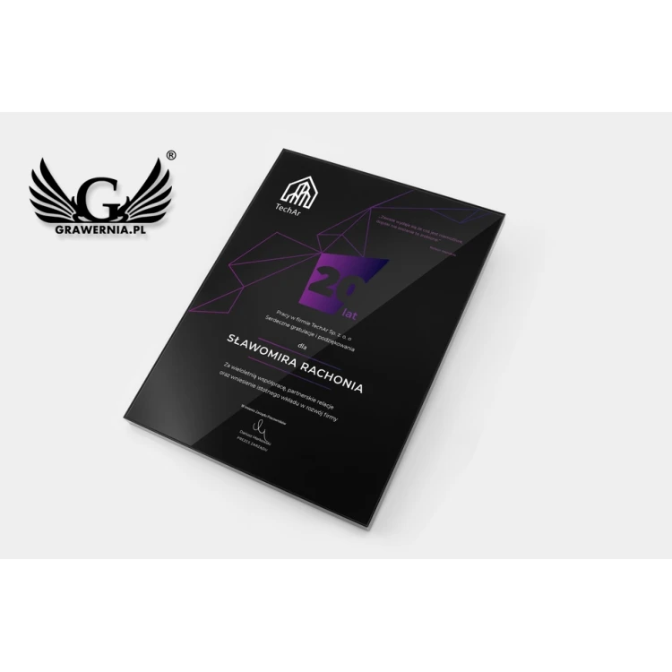 Exclusive Black Glass Business Diploma - dimensions: 400x300mm - DUV034