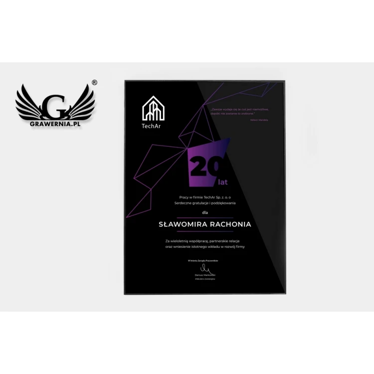 Exclusive Black Glass Business Diploma - dimensions: 400x300mm - DUV034