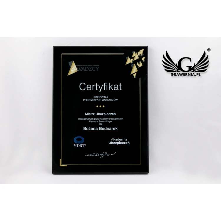 Exclusive Black Glass Business Diploma - dimensions: 400x300mm - DUV034