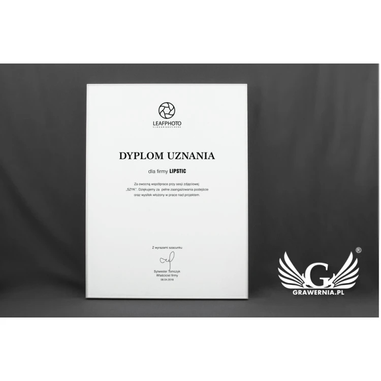 Exclusive White Glass Business Diploma - dimensions: 400x300mm - DUV033