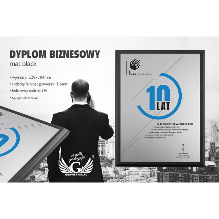 Business Diploma - Silver Engraving Laminate - Black Matte Base - DUV030