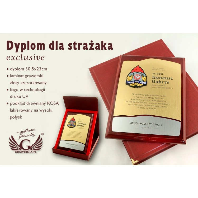 Diploma for Firefighter - GOLD - DUV006 - UV Digital Print
