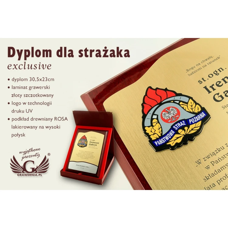 Diploma for Firefighter - GOLD - DUV006 - UV Digital Print