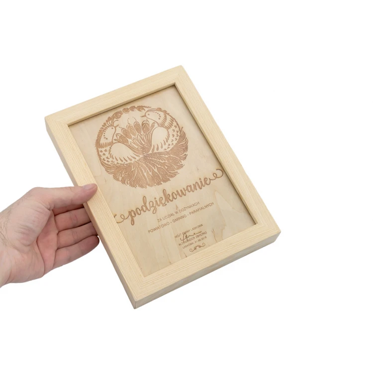 Harvest Festival Diploma 2 in Wooden Frame - A5 - Laser Engraved - NAT011
