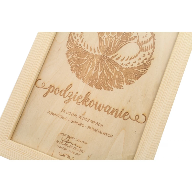 Harvest Festival Diploma 2 in Wooden Frame - A5 - Laser Engraved - NAT011