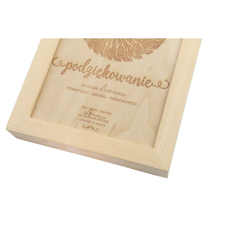 Harvest Festival Diploma 2 in Wooden Frame - A5 - Laser Engraved - NAT011