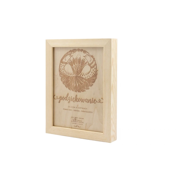 Harvest Festival Diploma 2 in Wooden Frame - A5 - Laser Engraved - NAT011