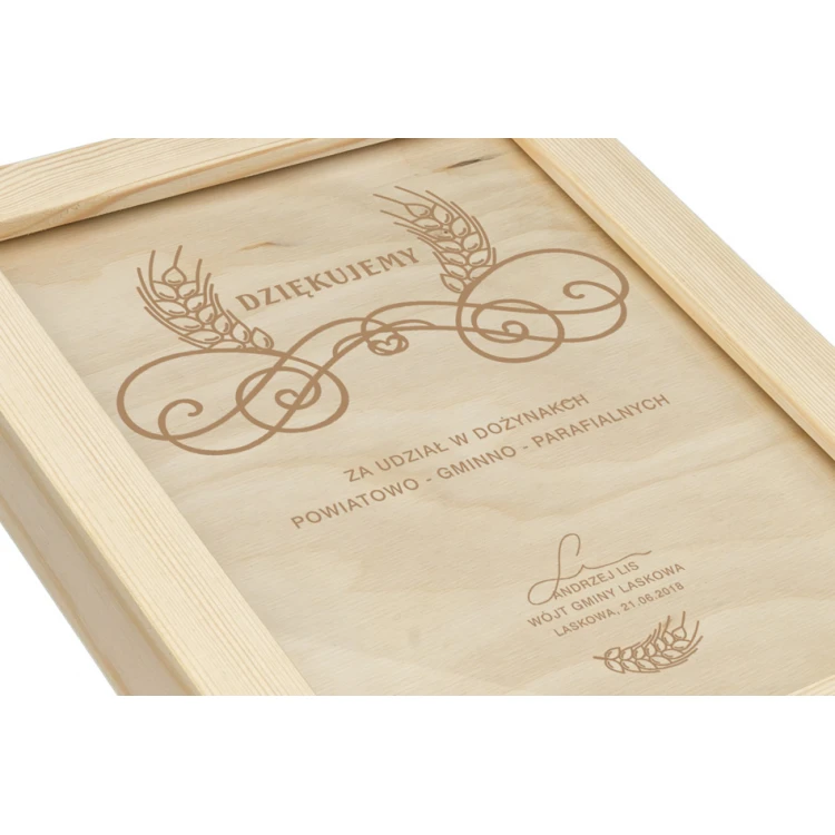 Harvest Festival Diploma 3 in Wooden Frame - A5 - Laser Engraved - NAT012