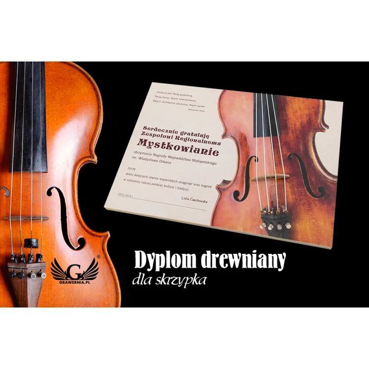 Wooden Diploma for Violinist, Music Band - 420x300mm - Colorful UV Print - NAT020