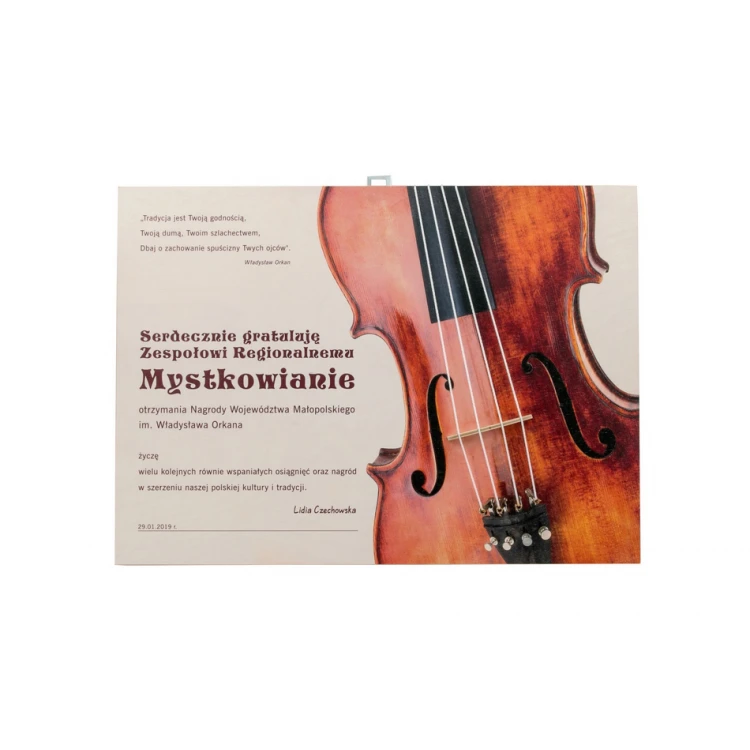 Wooden Diploma for Violinist, Music Band - 420x300mm - Colorful UV Print - NAT020