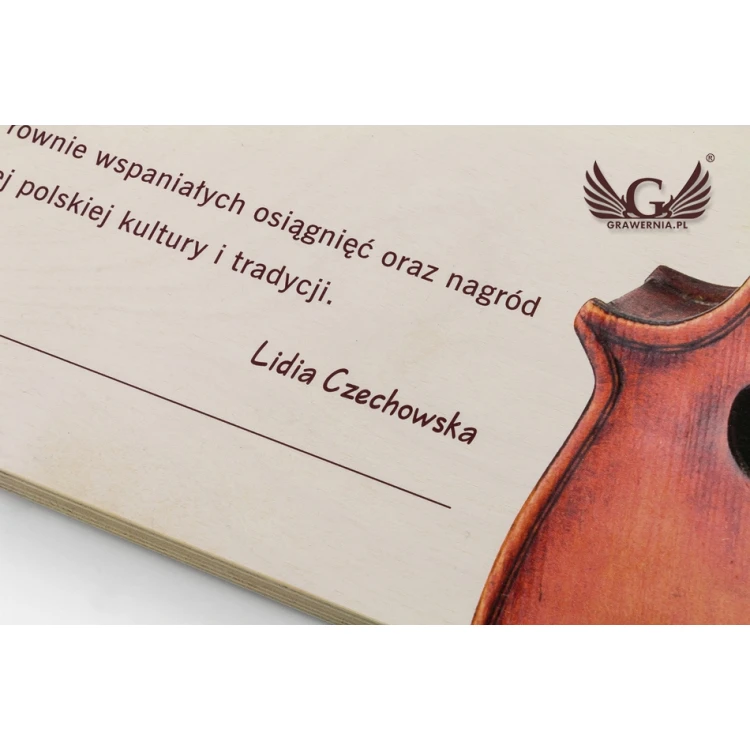 Wooden Diploma for Violinist, Music Band - 420x300mm - Colorful UV Print - NAT020