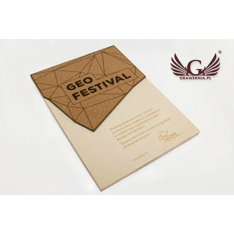 GEO Wooden Diploma - 400x300mm - Laser Engraved - NAT019