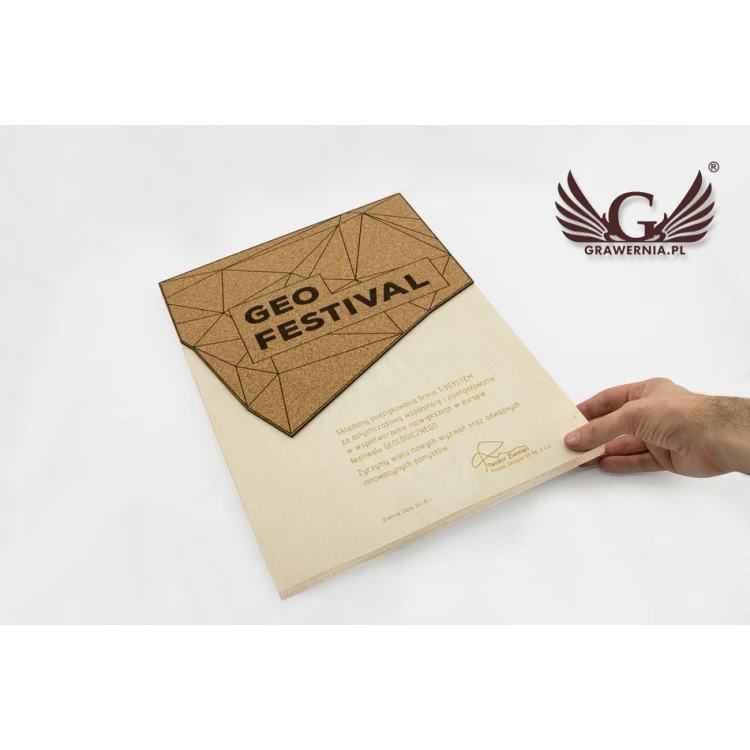 GEO Wooden Diploma - 400x300mm - Laser Engraved - NAT019