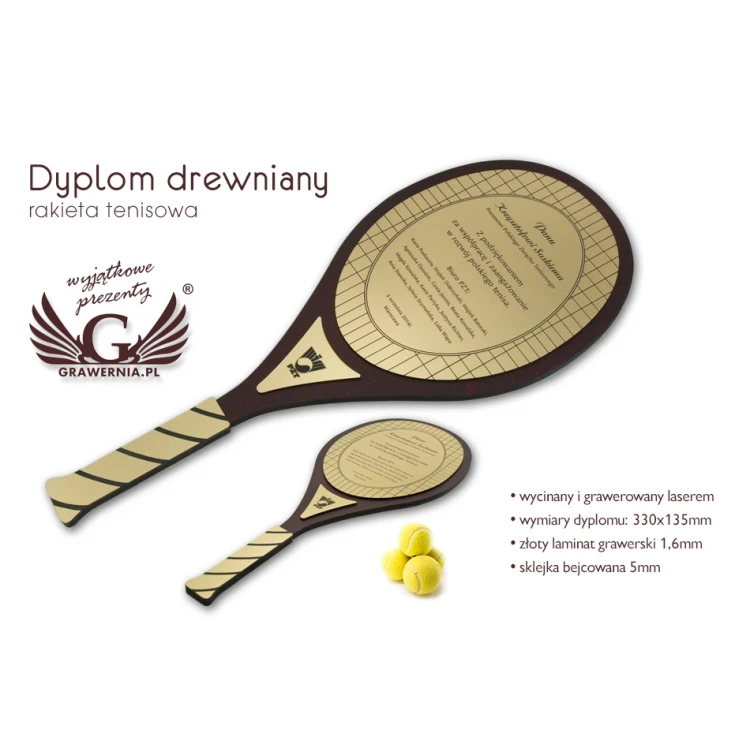 WOODEN CERTIFICATE TENNIS RACKET - DRE007