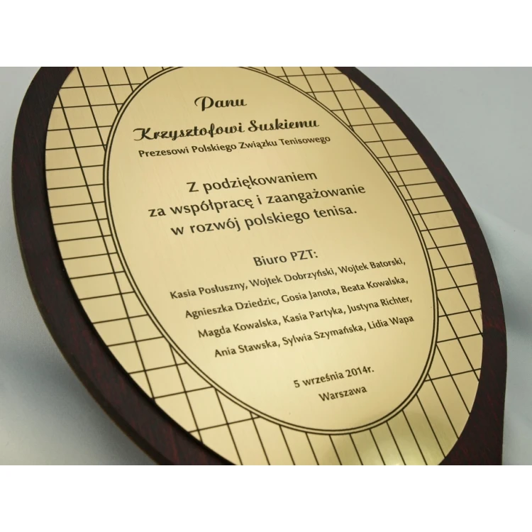 WOODEN CERTIFICATE TENNIS RACKET - DRE007