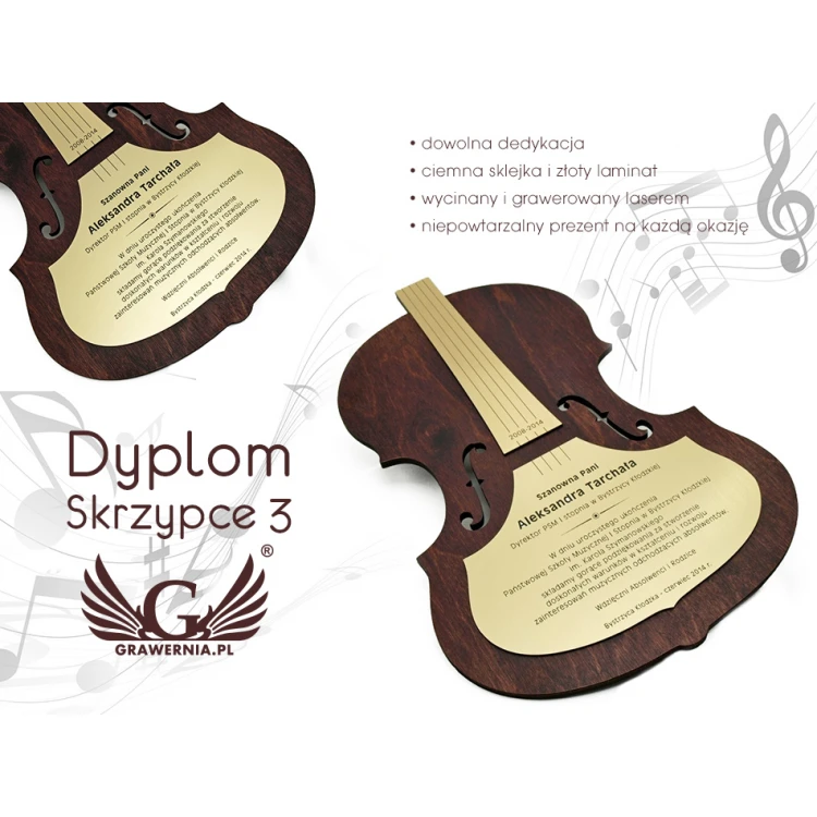 WOODEN DIPLOMA VIOLIN 3 - DRE011