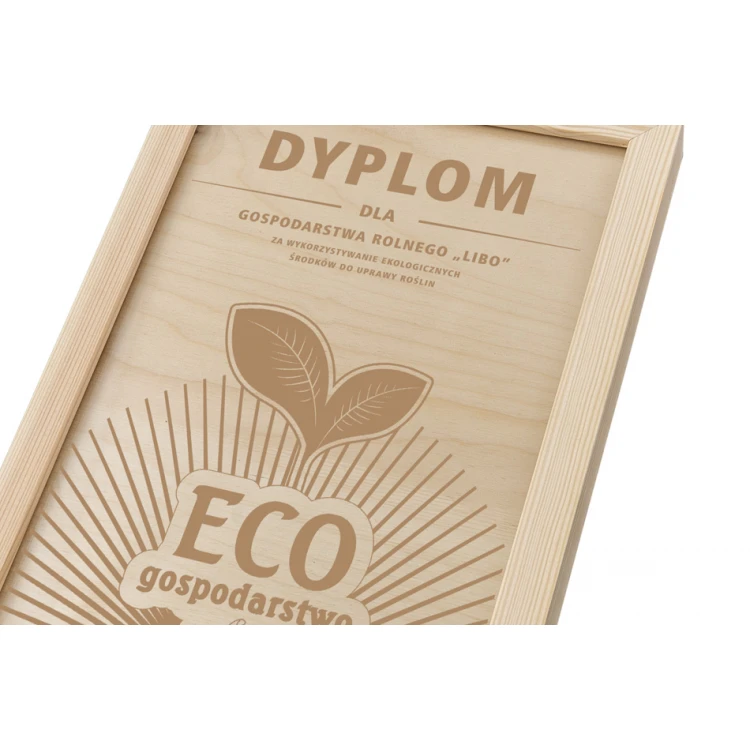 EKO Diploma in Wooden Frame - A4 - Laser Engraved - NAT015