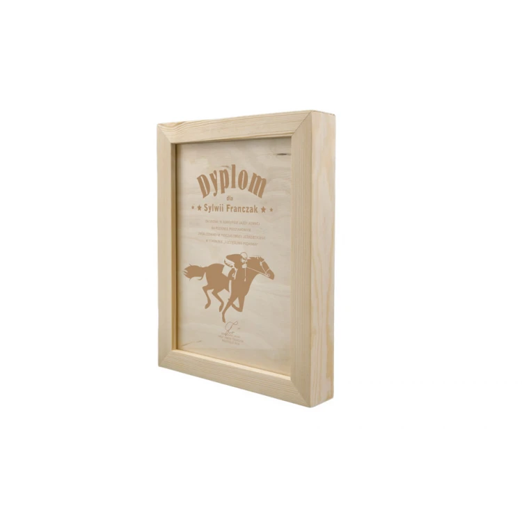Equestrian Diploma 2 in Wooden Frame - A5 - Laser Engraved - NAT014