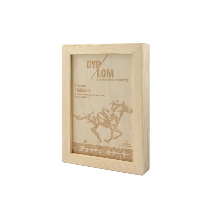 Equestrian Diploma in Wooden Frame - A5 - Laser Engraved - NAT009