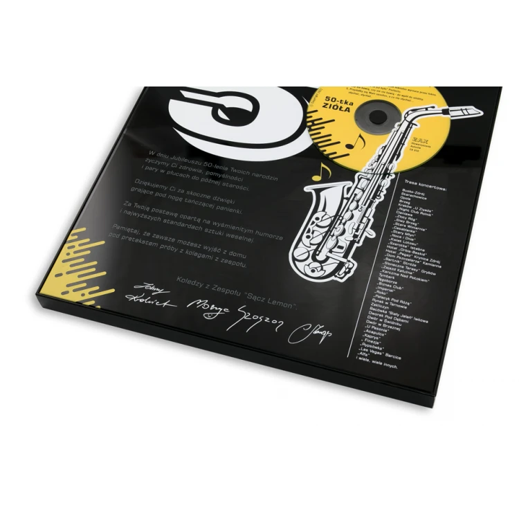 Anniversary Diploma for Musician - Exclusive Black Glass - Dimensions: 400x300mm - DUV059
