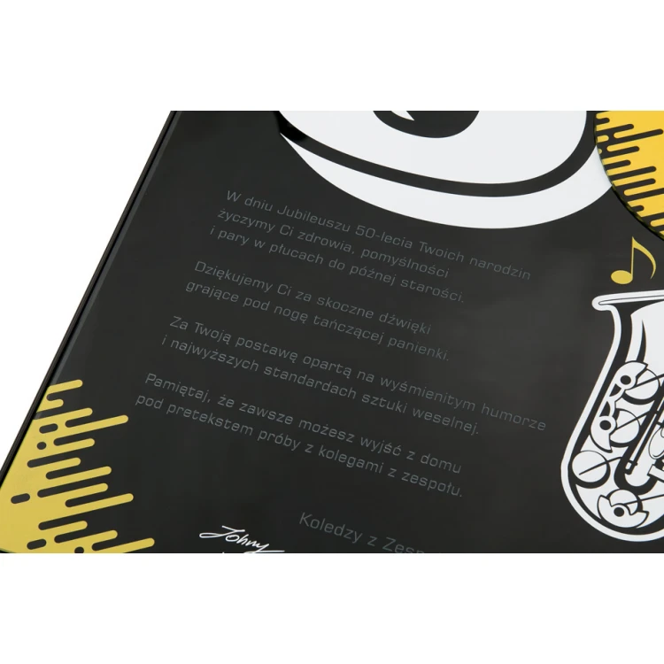 Anniversary Diploma for Musician - Exclusive Black Glass - Dimensions: 400x300mm - DUV059