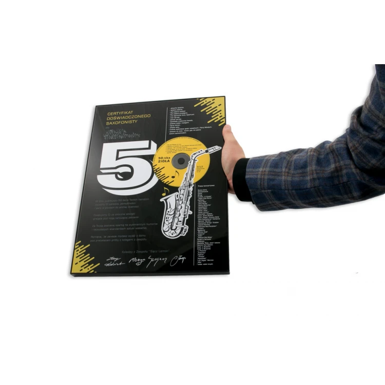 Anniversary Diploma for Musician - Exclusive Black Glass - Dimensions: 400x300mm - DUV059