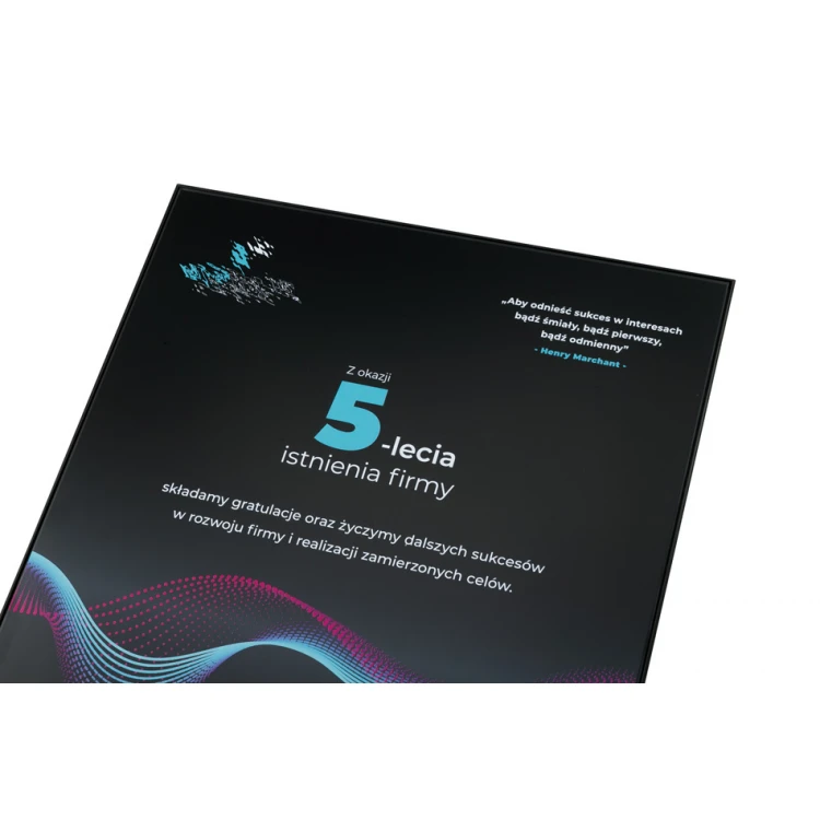 Exclusive Black Glass Anniversary Diploma - dimensions: 400x300mm - DUV058