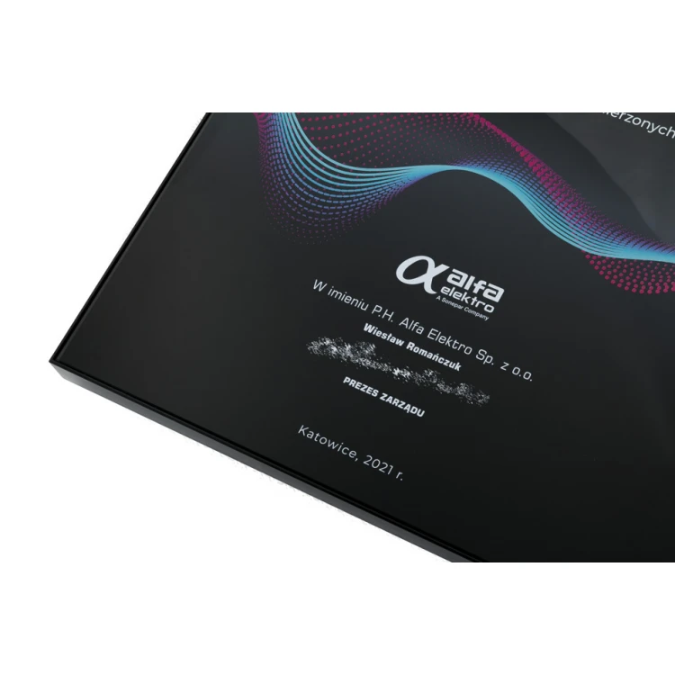 Exclusive Black Glass Anniversary Diploma - dimensions: 400x300mm - DUV058