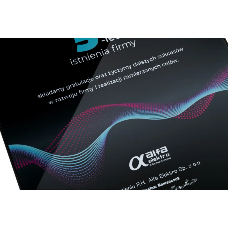 Exclusive Black Glass Anniversary Diploma - dimensions: 400x300mm - DUV058