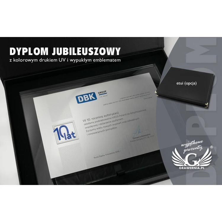 Anniversary Diploma - Horizontal - UV Color Print and Embossed Logo - DUV027