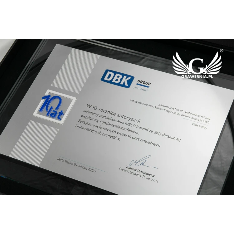 Anniversary Diploma - Horizontal - UV Color Print and Embossed Logo - DUV027