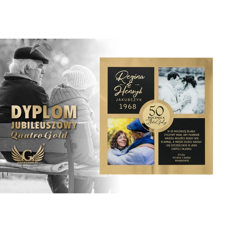 Quatro Gold Anniversary Diploma - Golden Mirror - DS023