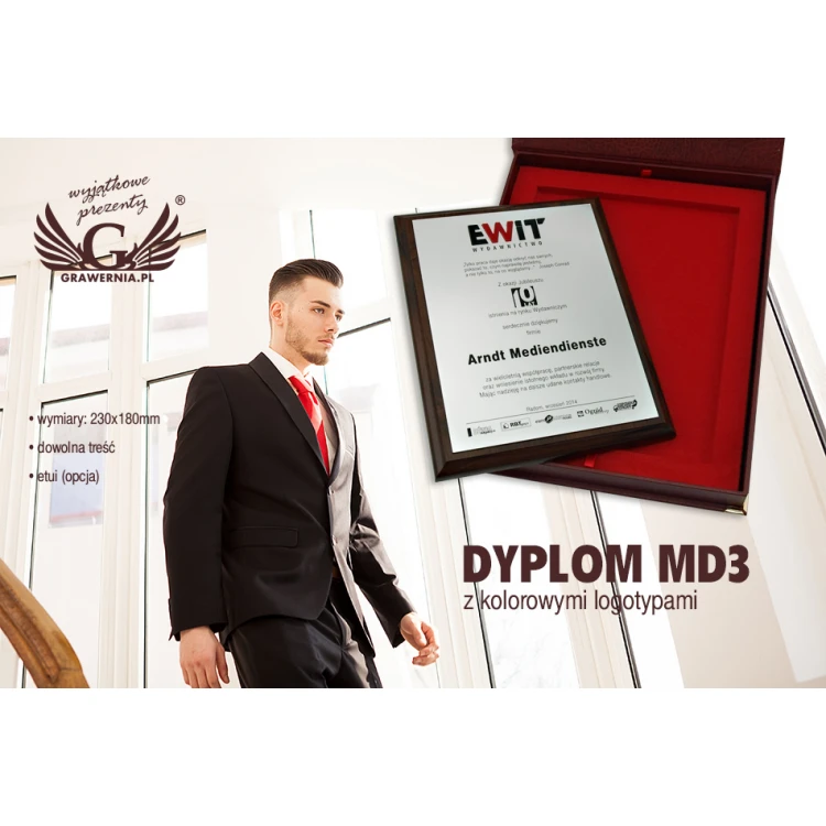 DIPLOMA MD3 - Anniversary diploma with embossed logo - DS036