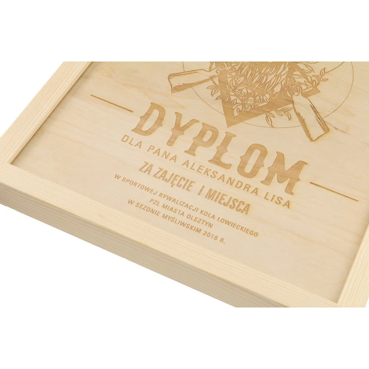 Hunting Diploma in Wooden Frame - A3 - Laser Engraved - NAT017