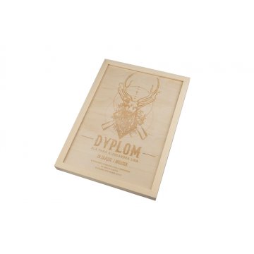 Hunting Diploma in Wooden Frame - A3 - Laser Engraved - NAT017