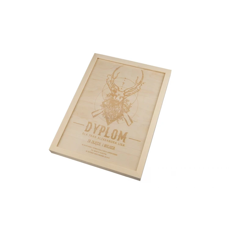 Hunting Diploma in Wooden Frame - A3 - Laser Engraved - NAT017